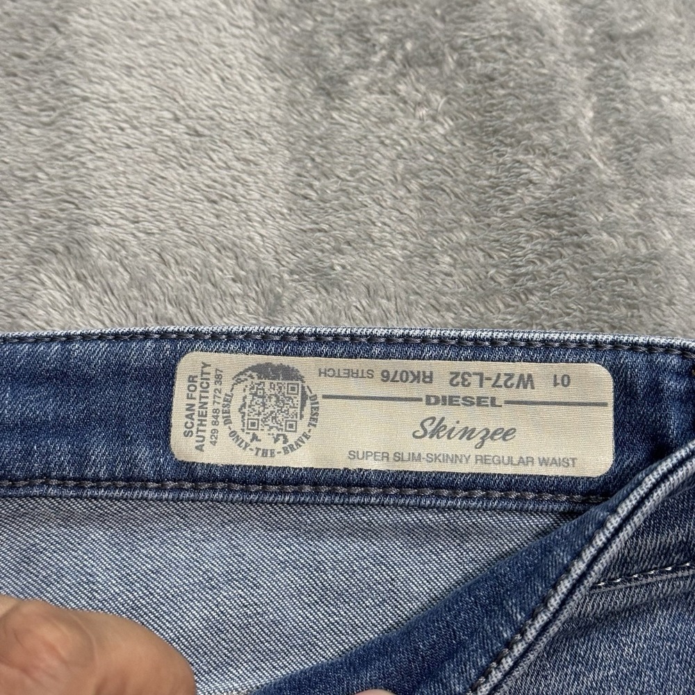 Diesel Skinzee Women's Jeans 27x32 (26x25) Blue Super Skinny Mid Rise Grunge - Picture 4 of 12